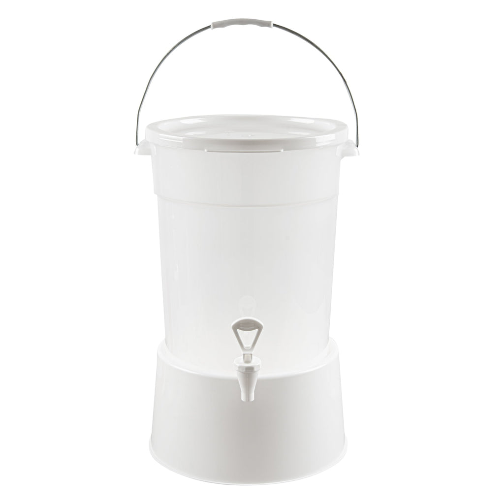 Bev Tek 6 gal Round Clear Plastic Beverage Dispenser - 12 1/4" x 12 1/4" x 15" - 4 count box