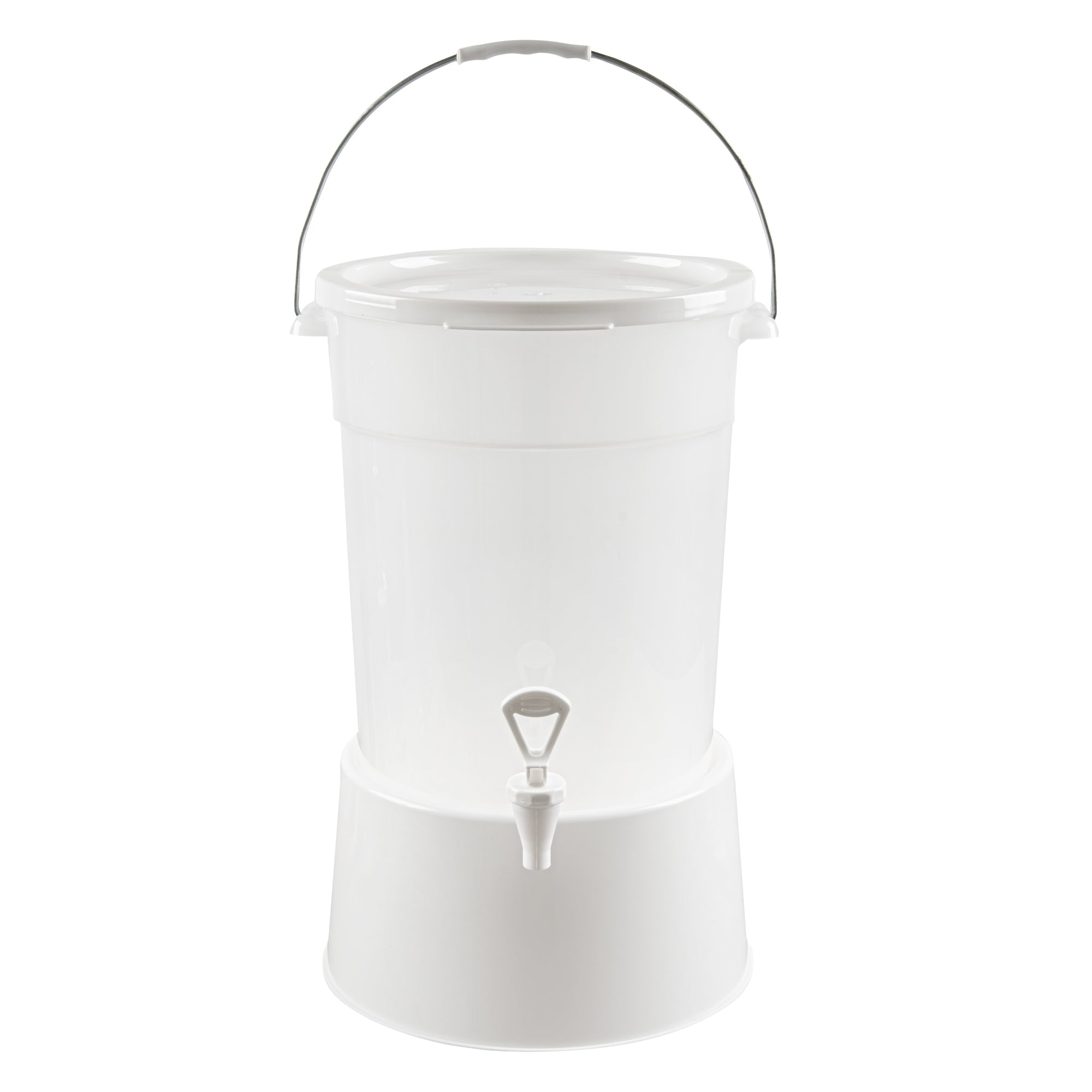 Bev Tek Round White Plastic Beverage Dispenser Base - For 3 and 6 gal Dispenser - 10 1/2" x 10 1/2" x 6 1/2" - 4 count box