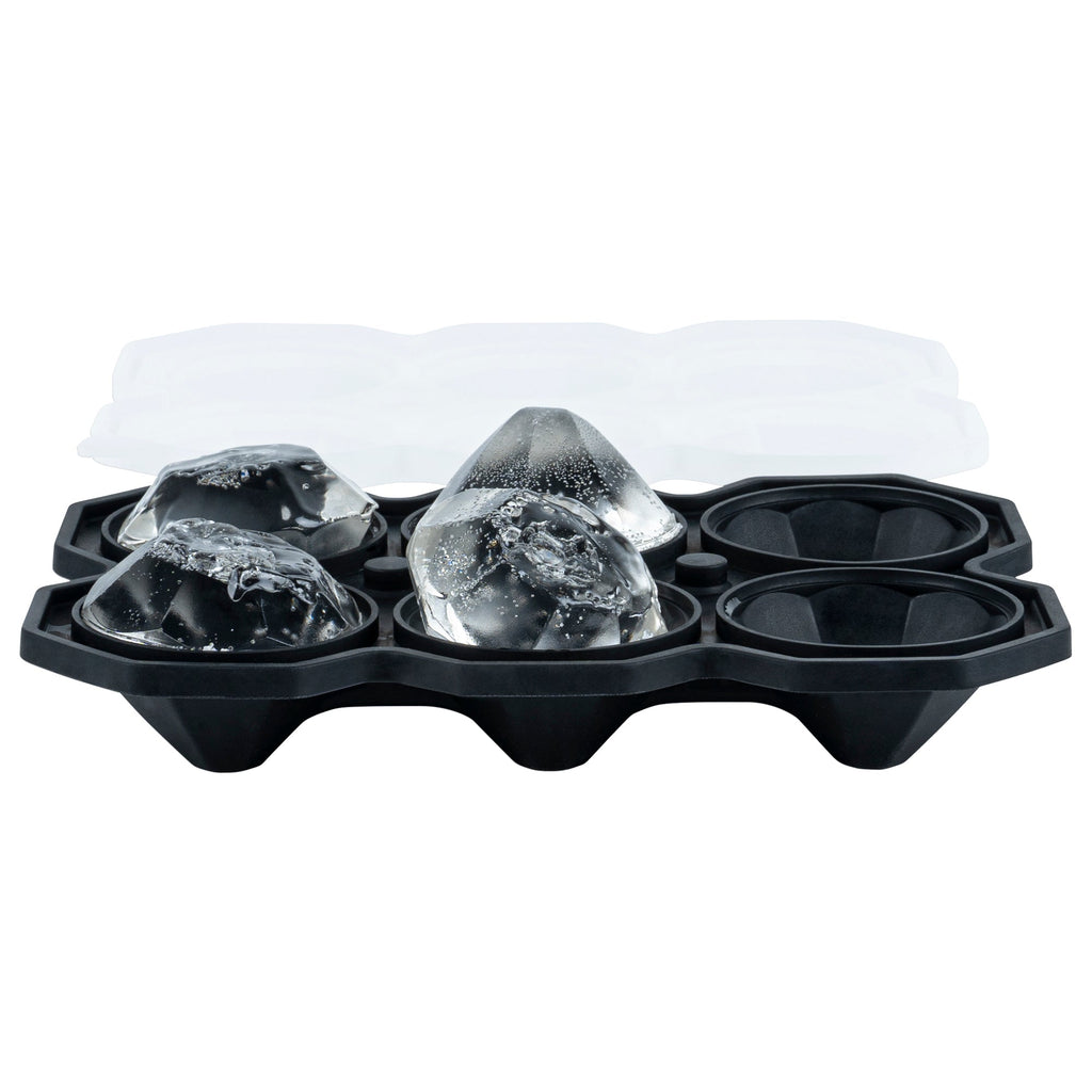 Bar Lux Black Silicone Ice Mold - 2" x 1 1/2" Diamond, 6 Compartments - 1 count box