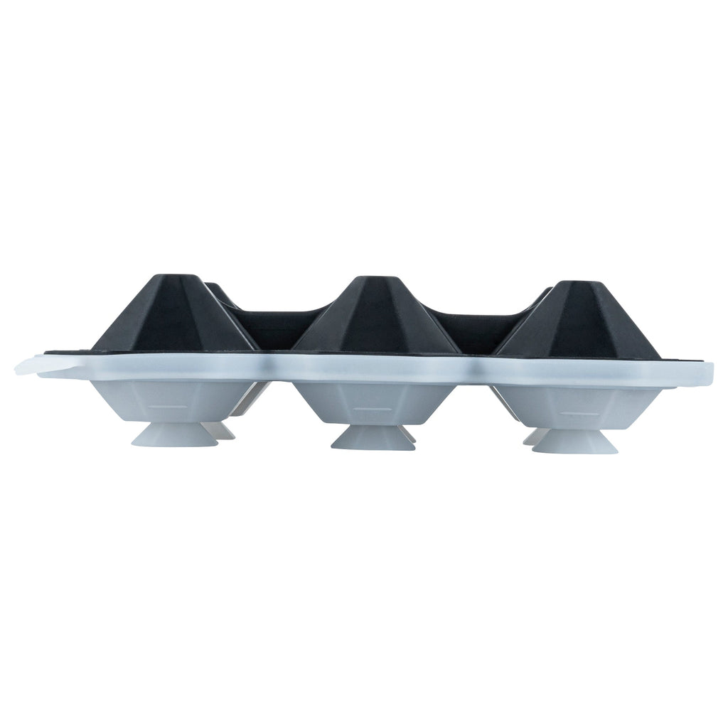 Bar Lux Black Silicone Ice Mold - 2" x 1 1/2" Diamond, 6 Compartments - 1 count box