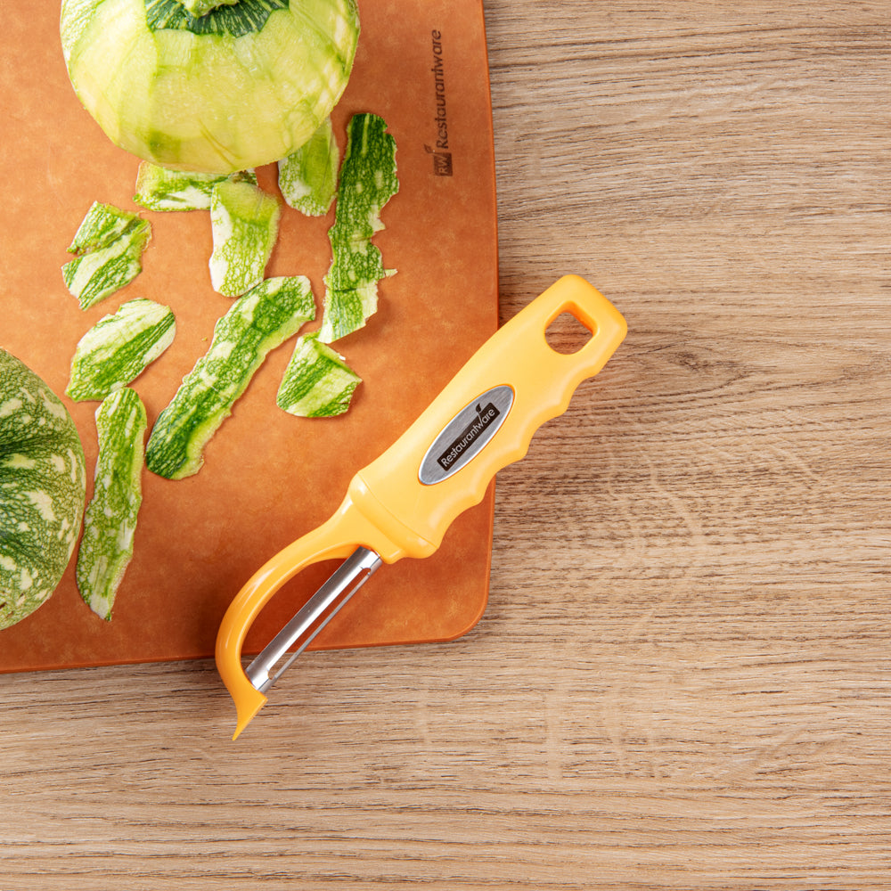 Comfy Grip Tangerine Orange Stainless Steel Vegetable Peeler - 7 1/2" - 1 count box