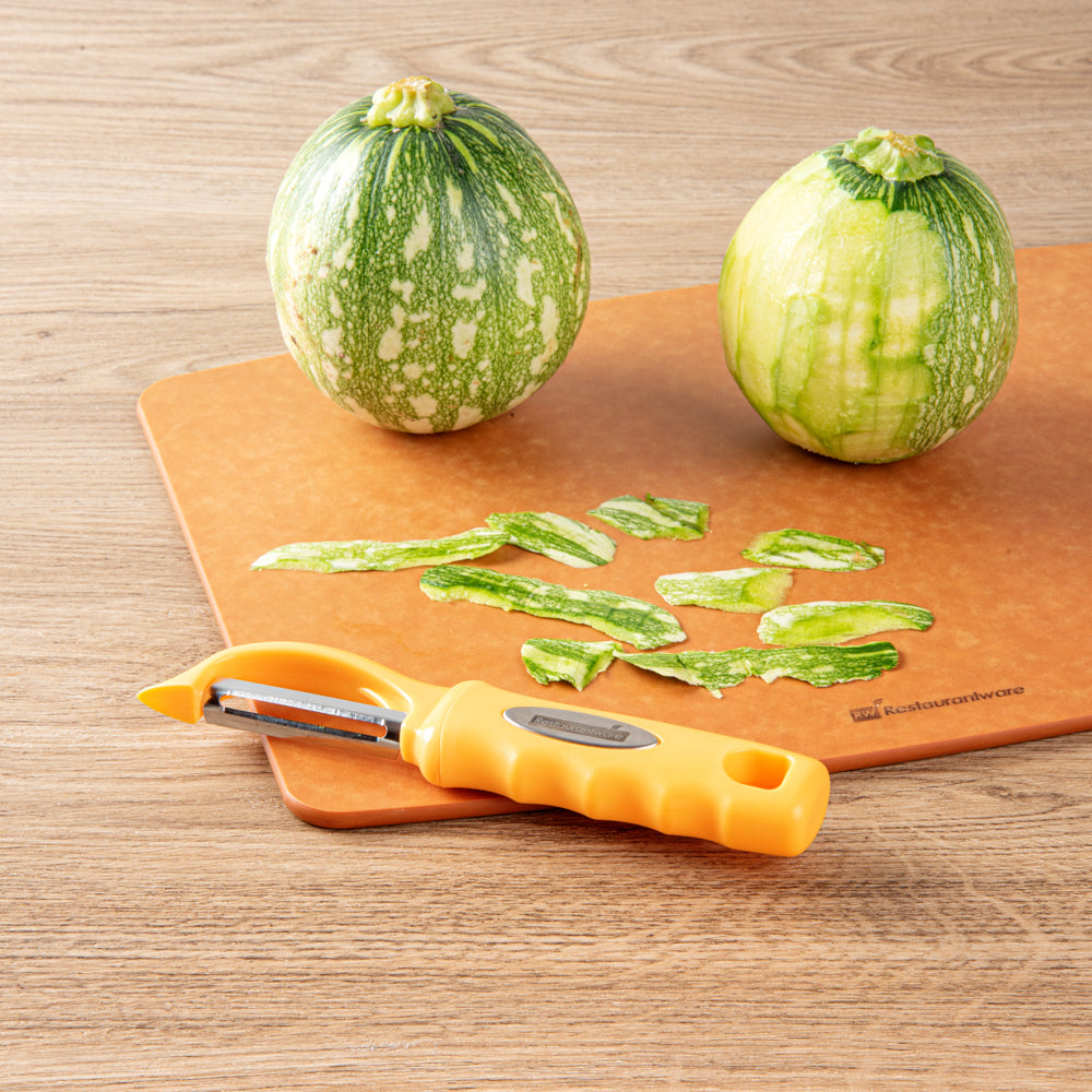 Comfy Grip Tangerine Orange Stainless Steel Vegetable Peeler - 7 1/2" - 1 count box