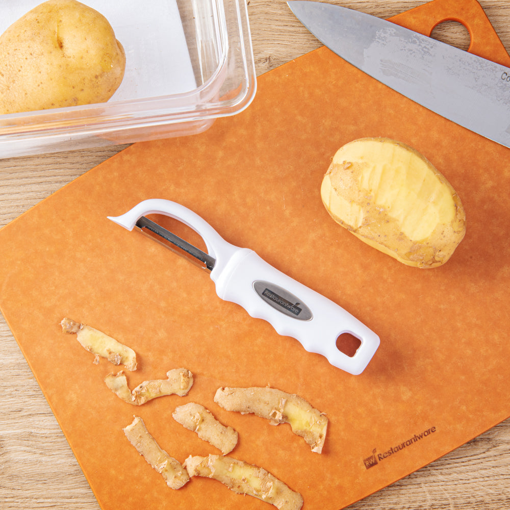 Comfy Grip White Stainless Steel Vegetable Peeler - 7 1/2" - 1 count box