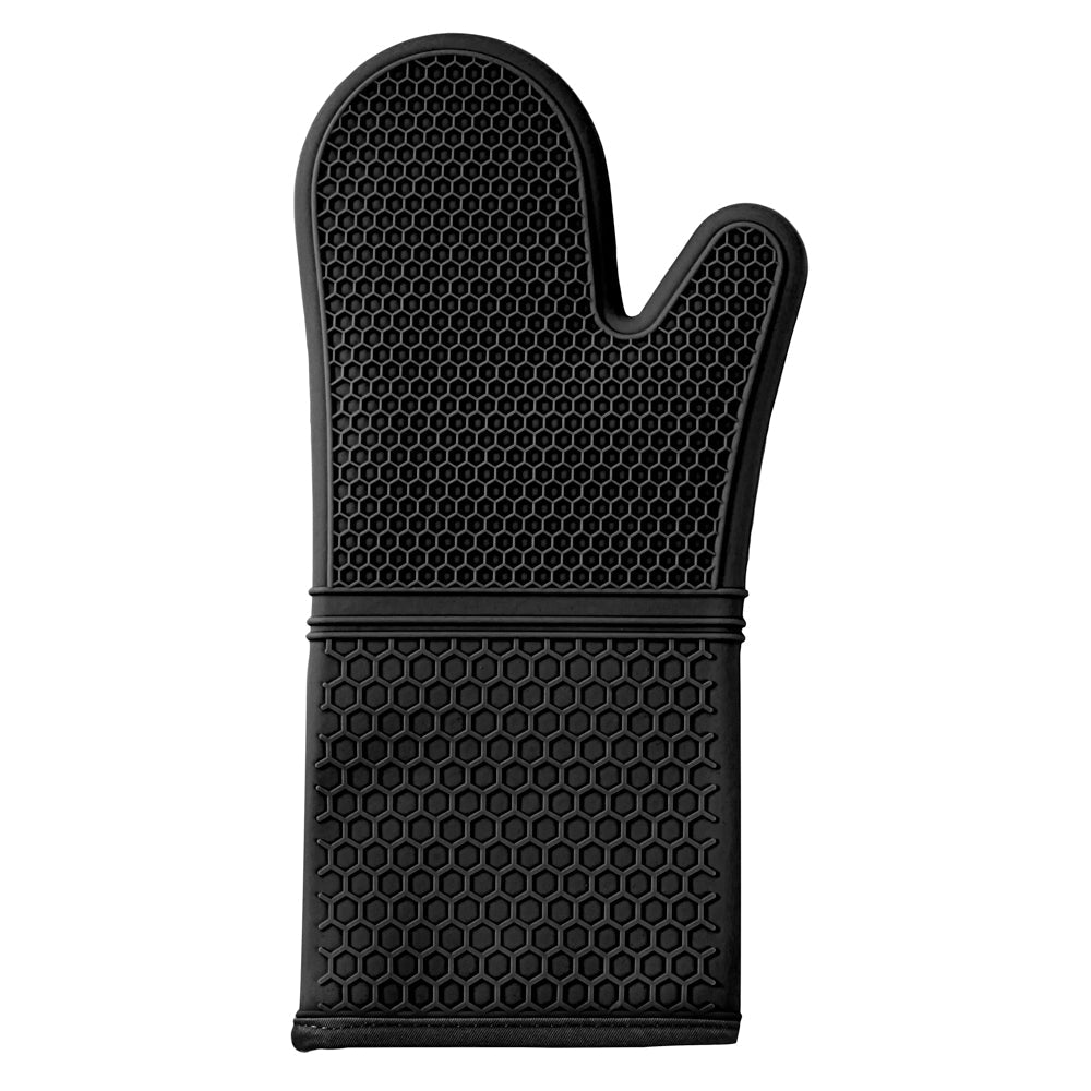 Comfy Grip Black Silicone 2-Piece Oven Mitt Set - Heat-Resistant - 14" x 7 1/4" x 1 1/2" - 1 count box