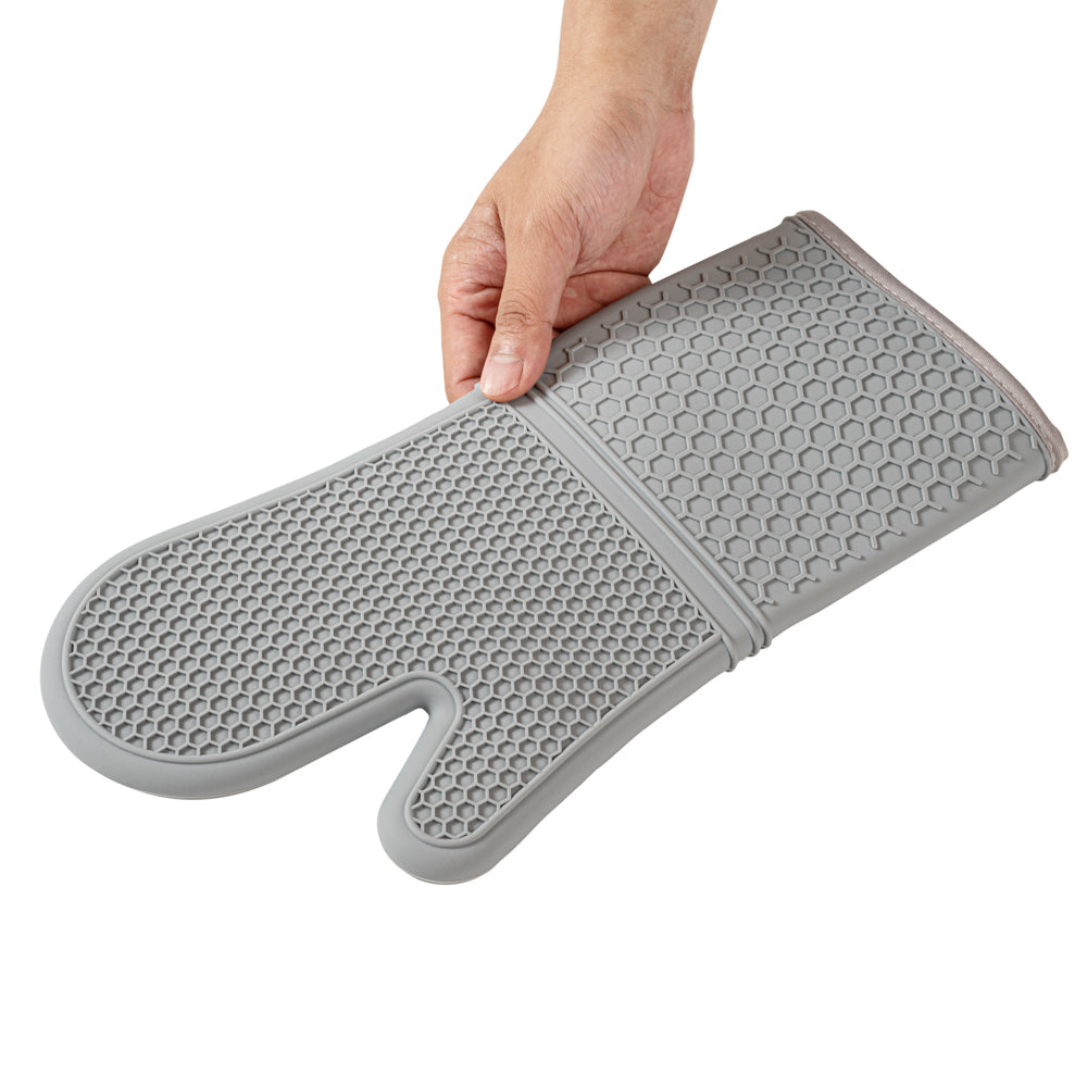 Comfy Grip Gray Silicone 2-Piece Oven Mitt Set - Heat-Resistant - 14" x 7 1/4" x 1 1/2" - 1 count box