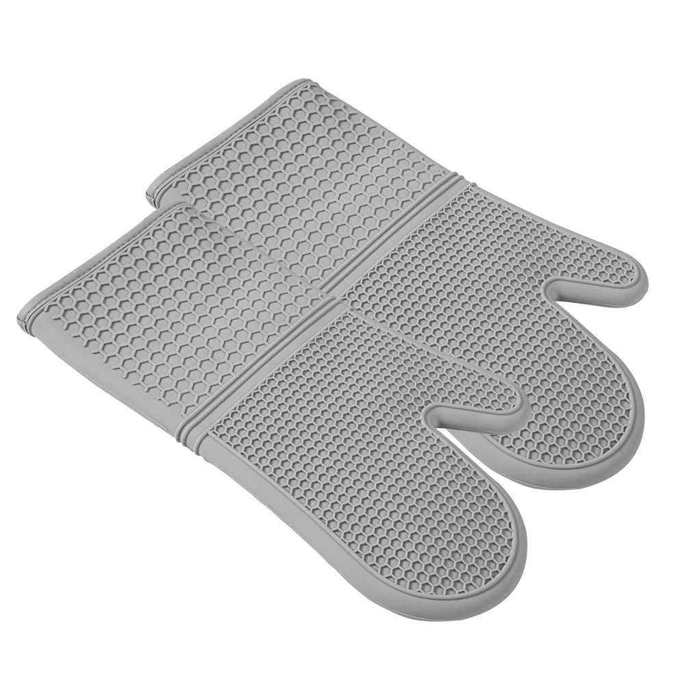 Comfy Grip Gray Silicone 2-Piece Oven Mitt Set - Heat-Resistant - 14" x 7 1/4" x 1 1/2" - 1 count box