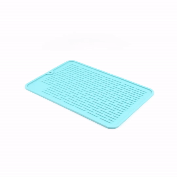 Comfy Grip Rectangle Turquoise Silicone Dish Drying Mat - 11 3/4" x 7 3/4" x 1/4" - 1 count box