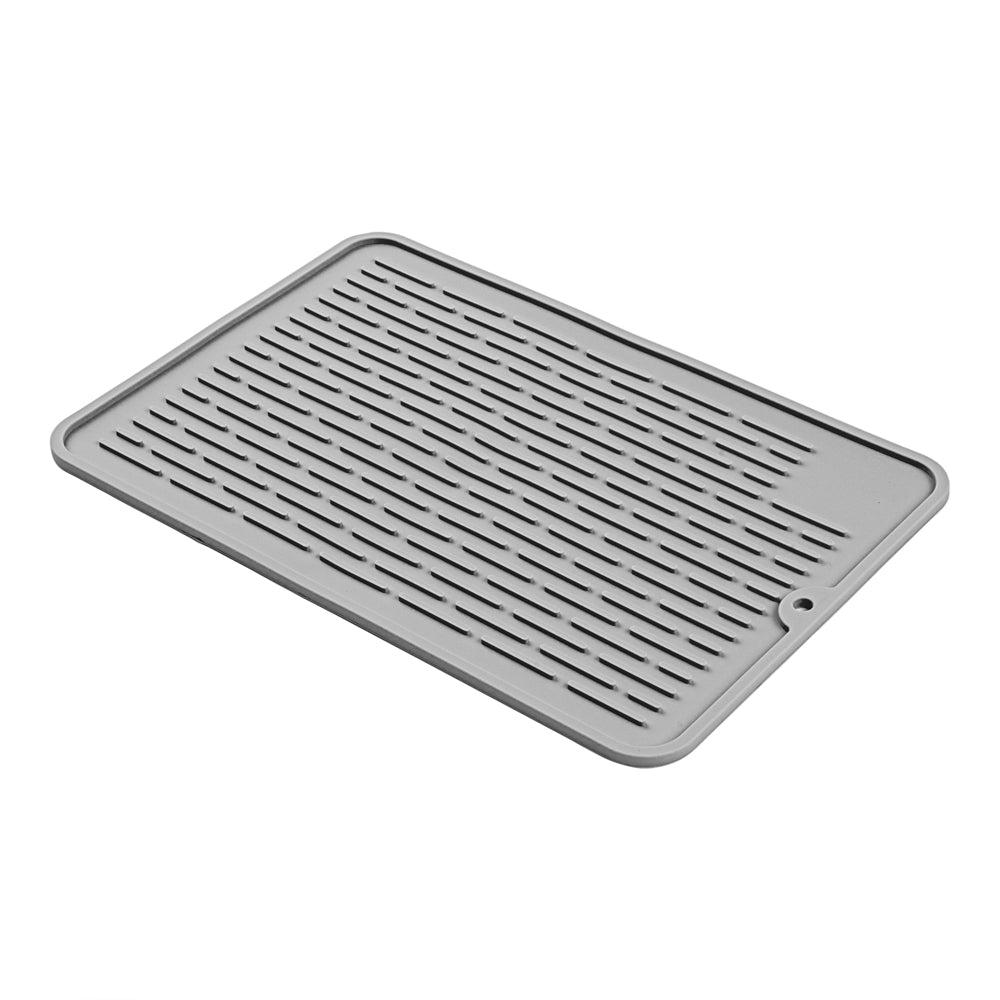 Comfy Grip Rectangle Gray Silicone Dish Drying Mat - 11 3/4" x 7 3/4" x 1/4" - 1 count box