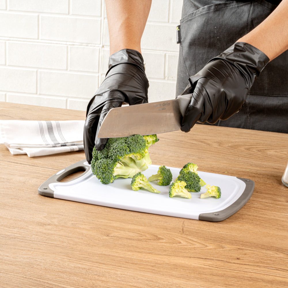Comfy Grip White and Gray Plastic Cutting Board Set - Includes 3 Boards, with Juice Groove, Handle - 1 count box