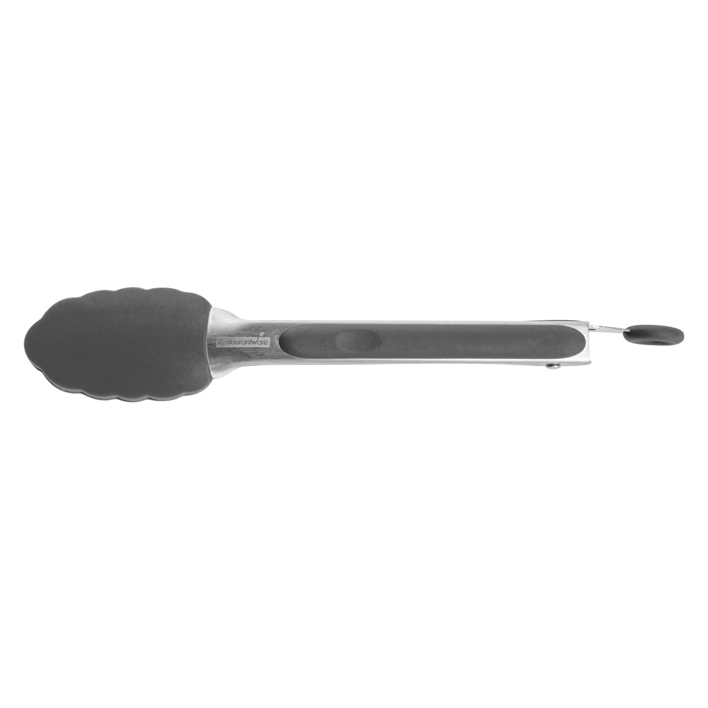 Met Lux Gray Stainless Steel Kitchen Tong - Scalloped - 9" x 1 1/2" x 1" - 1 count box