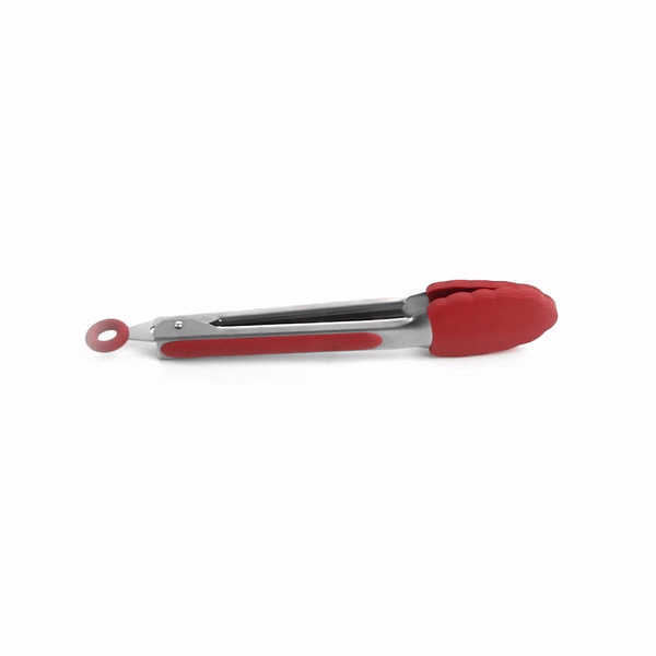 Met Lux Red Stainless Steel Kitchen Tong - Scalloped - 9" x 1 1/2" x 1" - 1 count box