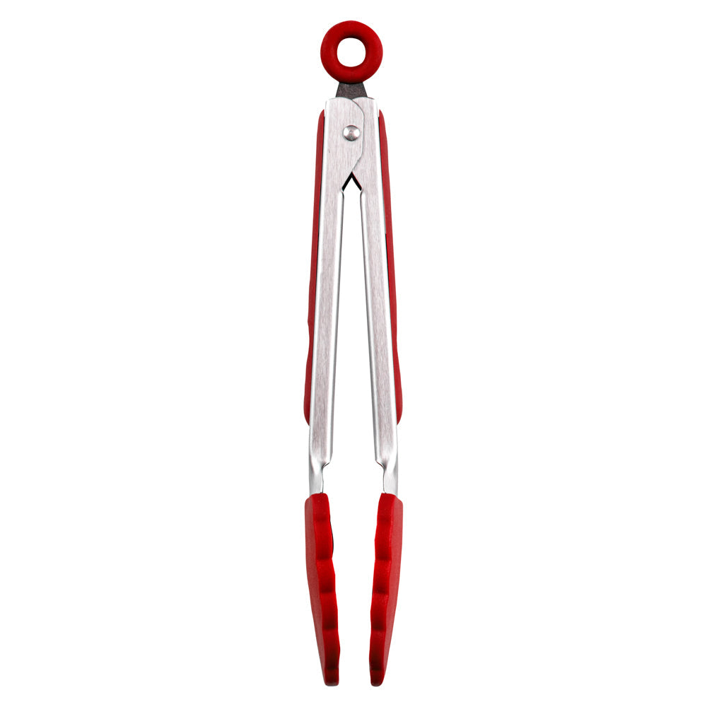 Met Lux Red Stainless Steel Kitchen Tong - Scalloped - 9" x 1 1/2" x 1" - 1 count box
