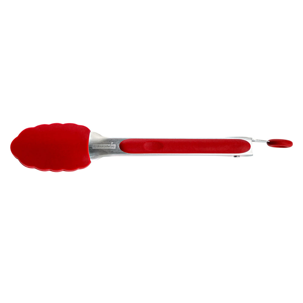 Met Lux Red Stainless Steel Kitchen Tong - Scalloped - 9" x 1 1/2" x 1" - 1 count box
