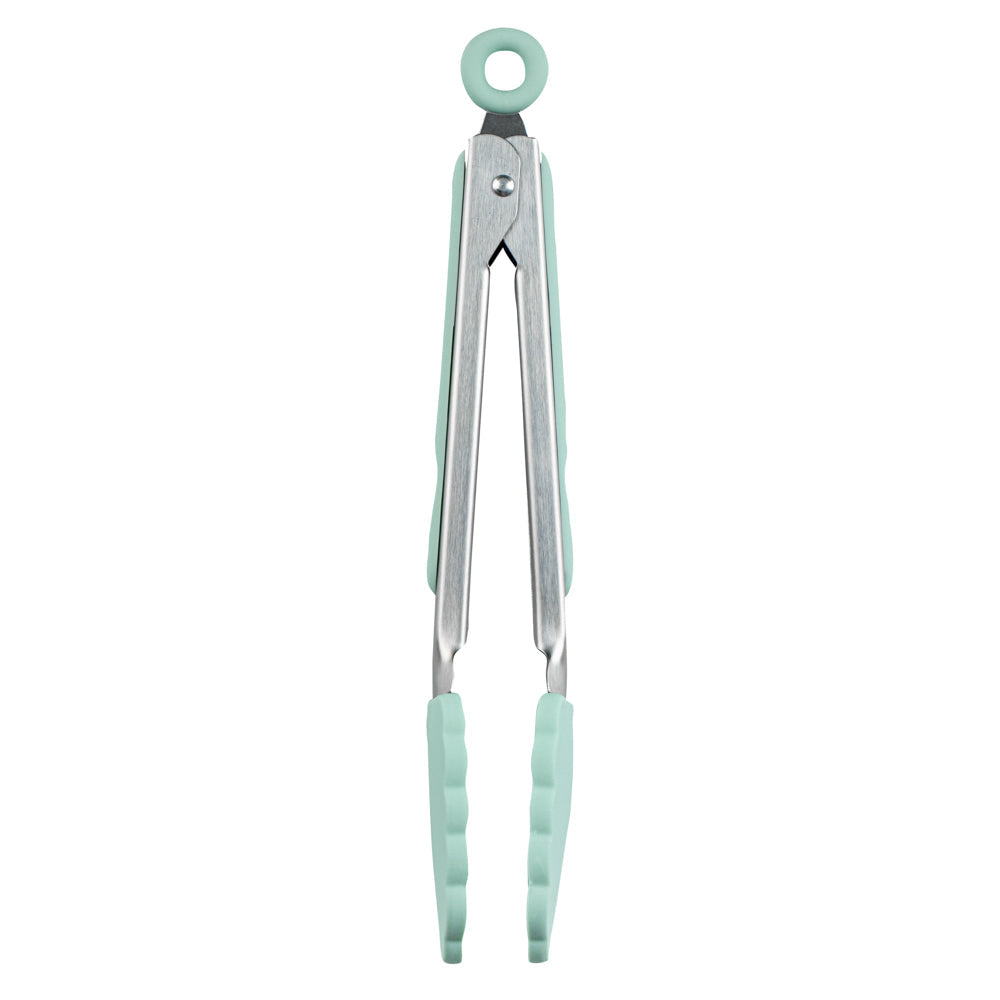 Met Lux Teal Stainless Steel Kitchen Tong - Scalloped - 9" x 1 1/2" x 1" - 1 count box