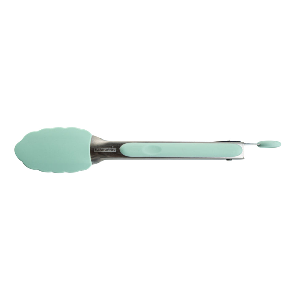 Met Lux Teal Stainless Steel Kitchen Tong - Scalloped - 9" x 1 1/2" x 1" - 1 count box