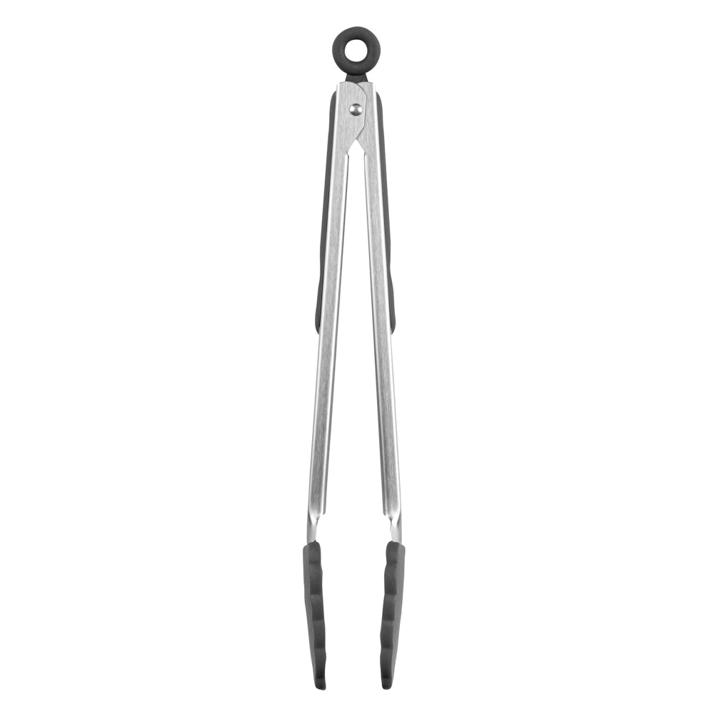 Met Lux Gray Stainless Steel Kitchen Tong - Scalloped - 12" x 1 3/4" x 1" - 1 count box