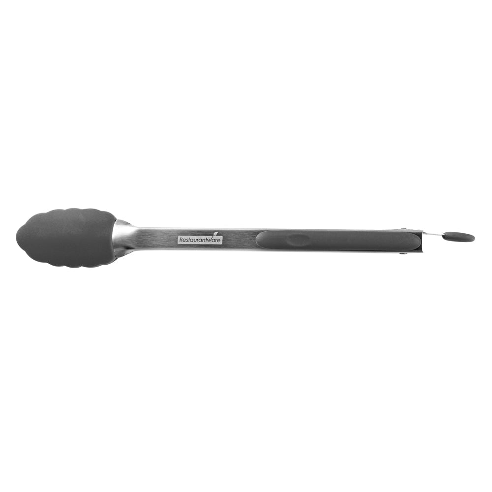 Met Lux Gray Stainless Steel Kitchen Tong - Scalloped - 12" x 1 3/4" x 1" - 1 count box