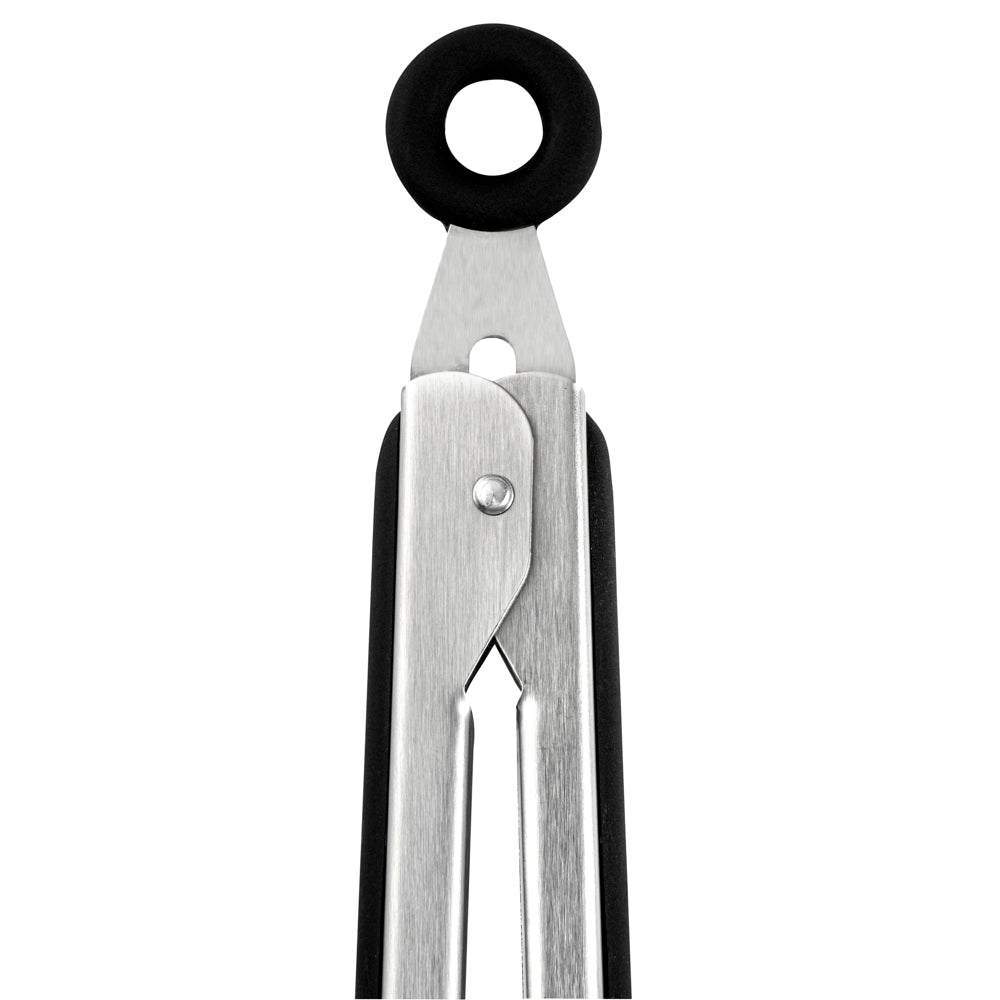 Met Lux Black Stainless Steel 2-Piece Kitchen Tong Set - Scalloped - 12" x 1 3/4" x 2" - 1 count box