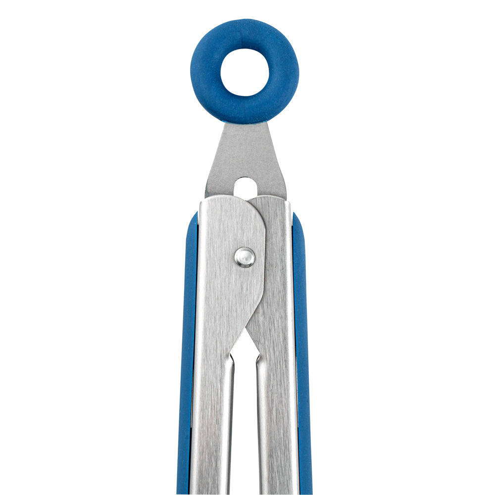 Met Lux Blue Stainless Steel 2-Piece Kitchen Tong Set - Scalloped - 12" x 1 3/4" x 2" - 1 count box