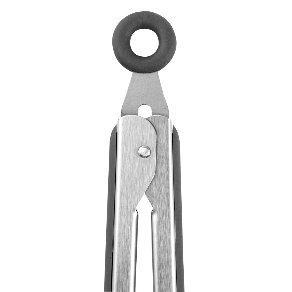 Met Lux Gray Stainless Steel 2-Piece Kitchen Tong Set - Scalloped - 12" x 1 3/4" x 2" - 1 count box
