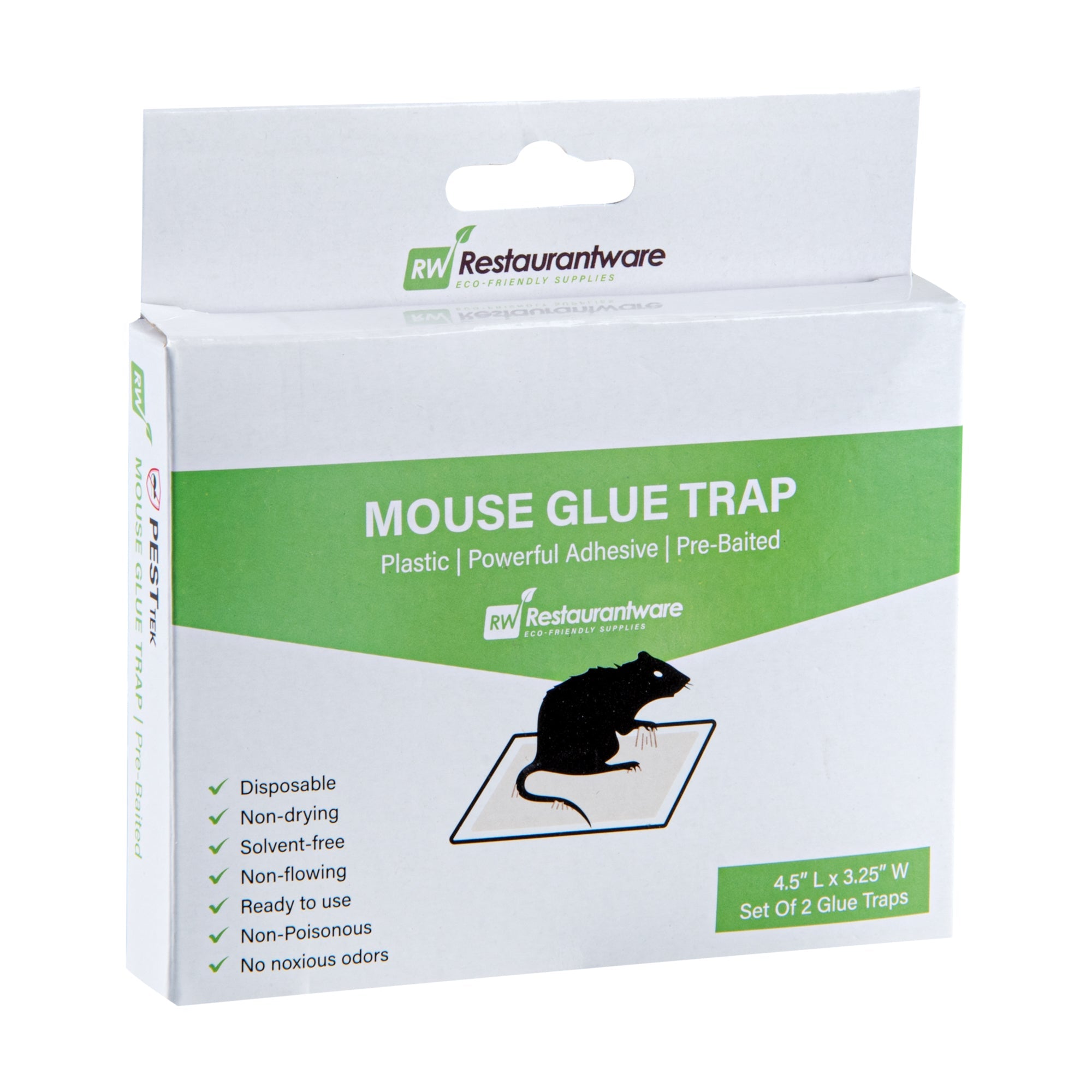 Pest Tek Plastic Mouse Glue Trap - Set of 2 - 4 1/2" x 3 1/4" x 1/2" - 1 count box