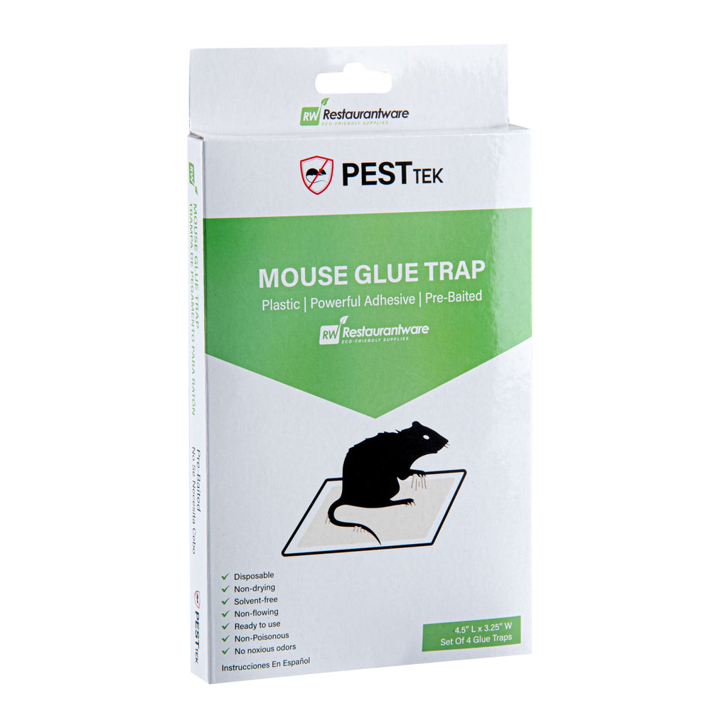Pest Tek Plastic Mouse Glue Trap - Set of 4 - 4 1/2" x 3 1/4" x 1/2" - 1 count box