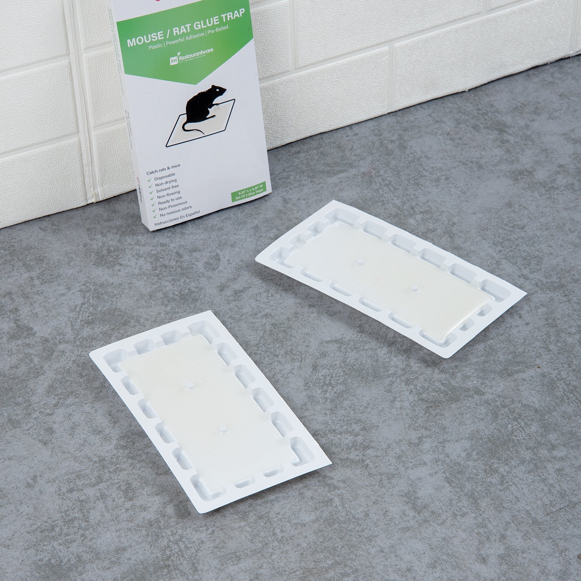 Pest Tek Plastic Mouse / Rat Glue Trap - Set of 2 - 8 1/4" x 4 1/4" x 1" - 10 count box