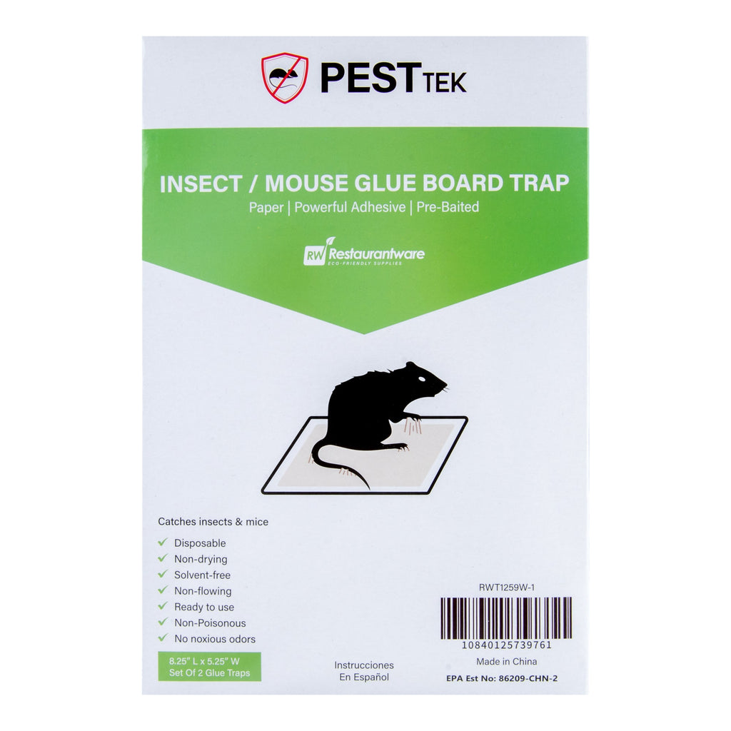 Pest Tek Paper Insect / Mouse Glue Board Trap - Set of 2 - 8 1/4" x 5 1/4" - 1 count box