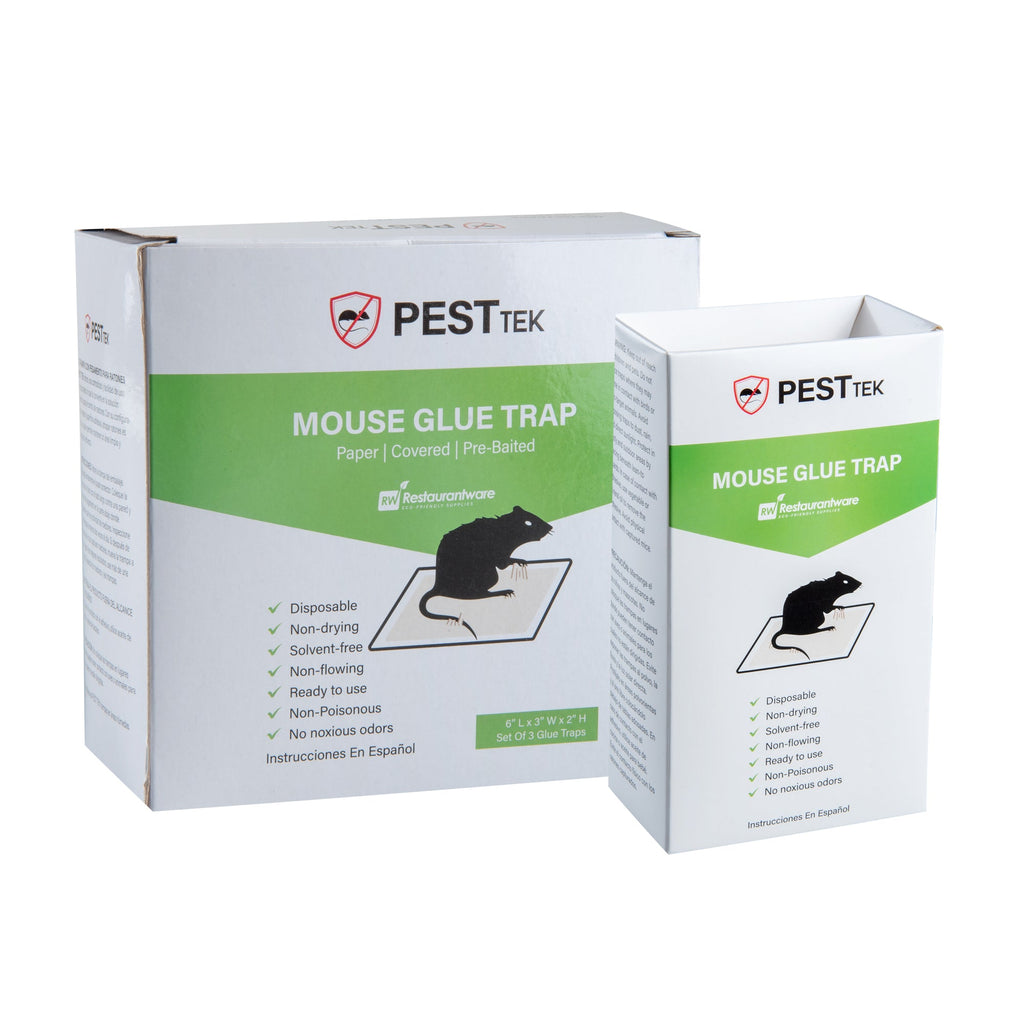Pest Tek Paper Mouse Glue Trap - Covered, Set of 3 - 6" x 3" x 2" - 1 count box