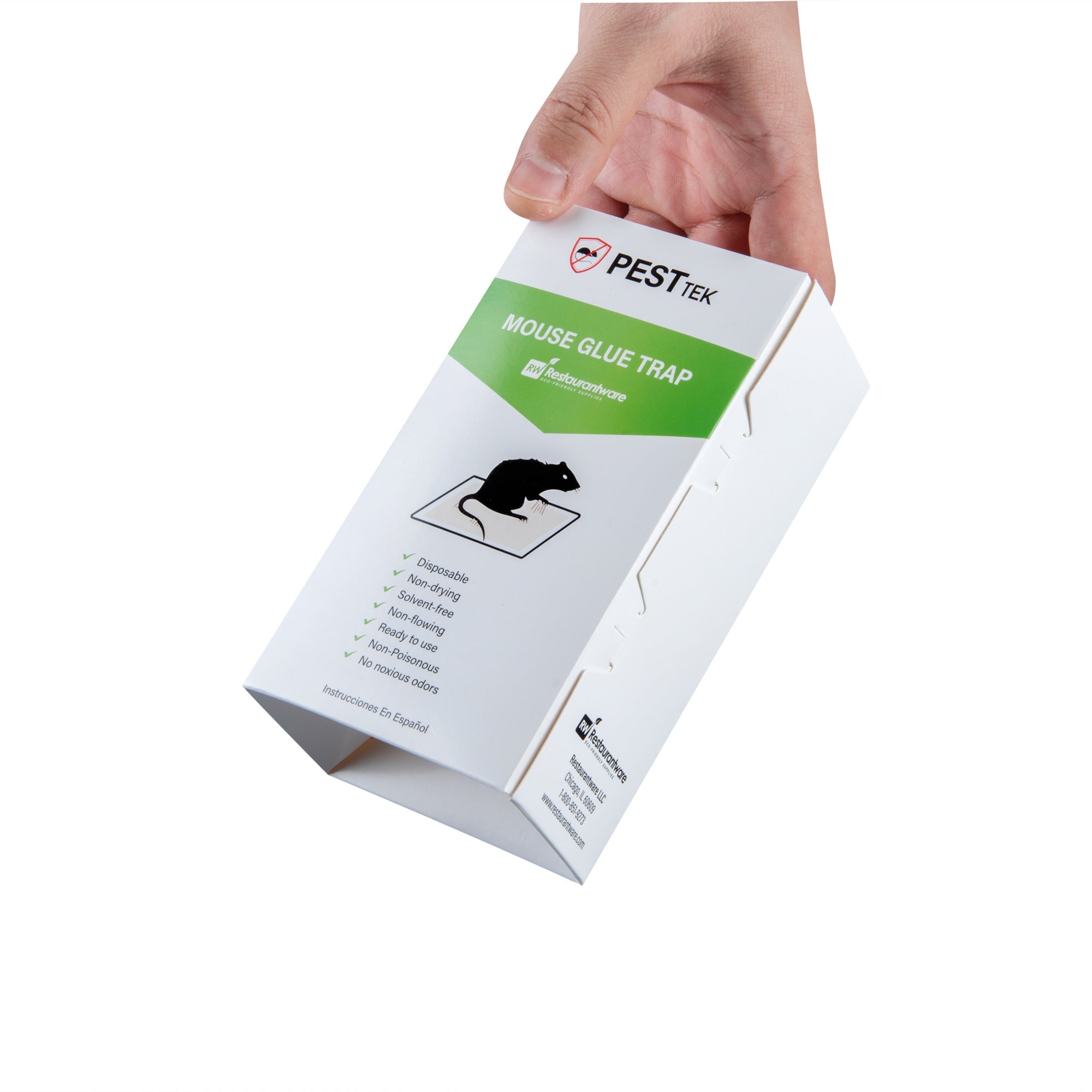 Pest Tek Paper Mouse Glue Trap - Covered, Set of 3 - 6" x 3" x 2" - 10 count box