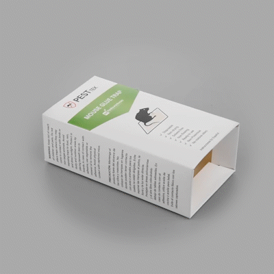 Pest Tek Paper Mouse Glue Trap - Covered, Set of 3 - 6" x 3" x 2" - 10 count box