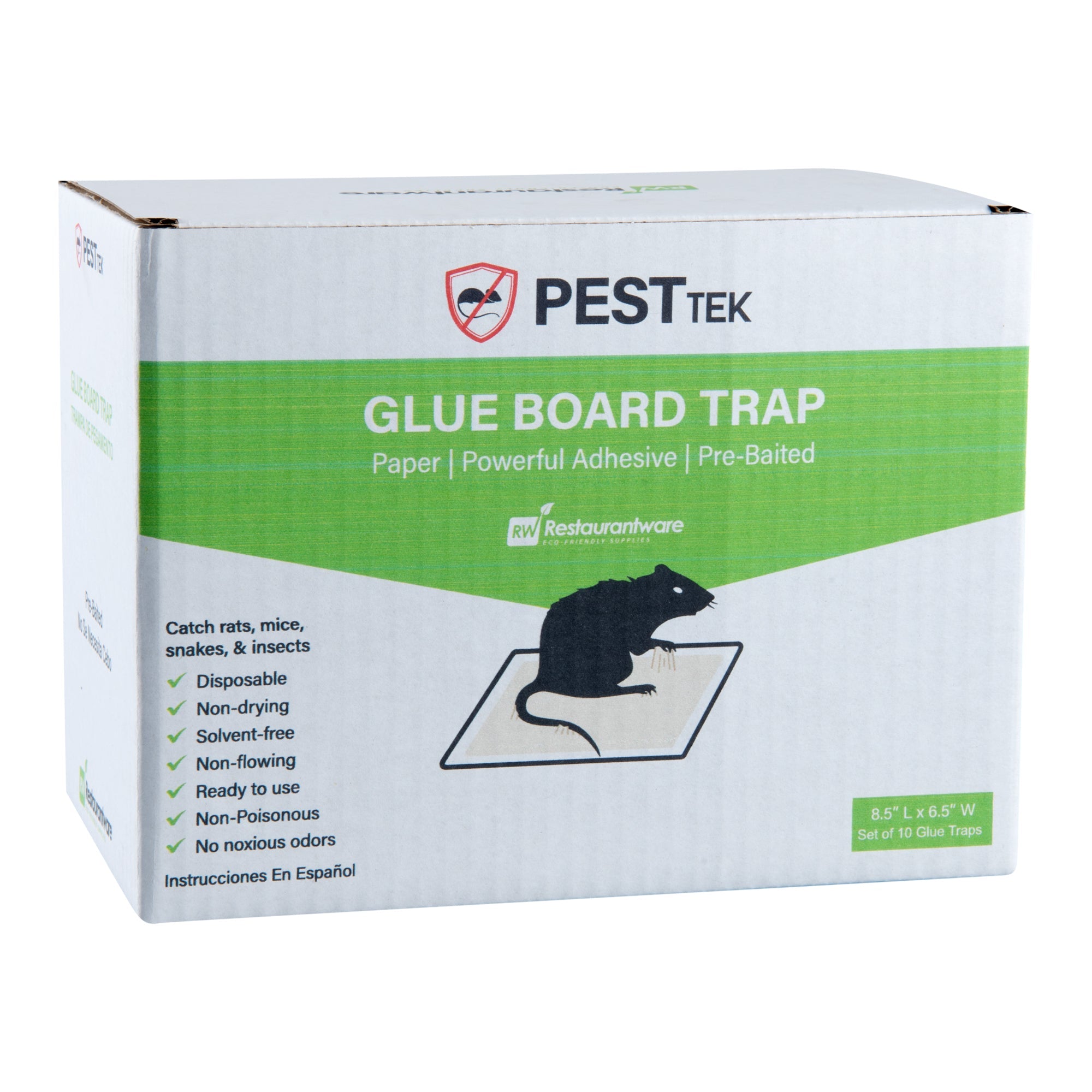 Pest Tek Paper Glue Board Trap - for Rat, Mouse, Snake and Roach - 8 1/2" x 6 1/2" x 1/2" - 1 count box