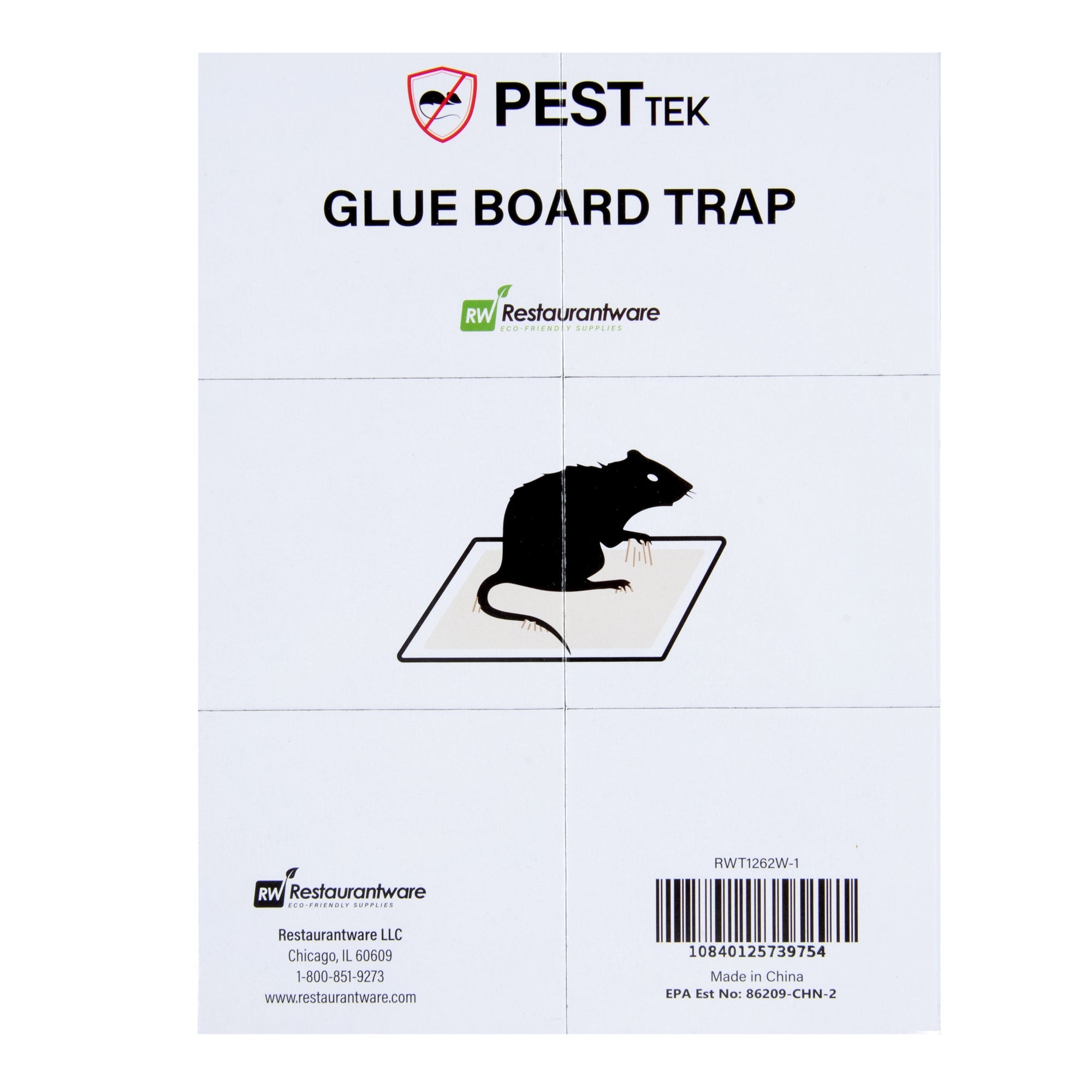 Pest Tek Paper Glue Board Trap - for Rat, Mouse, Snake and Roach - 8 1/2" x 6 1/2" x 1/2" - 10 count box