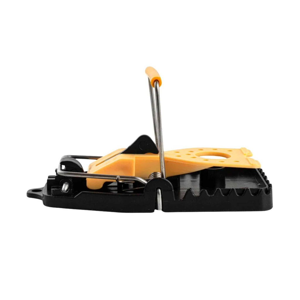 Pest Tek Yellow and Black Plastic Mouse Trap - Kill Bar, Reusable - 4 1/2" x 2" x 2 1/4" - 6 count box