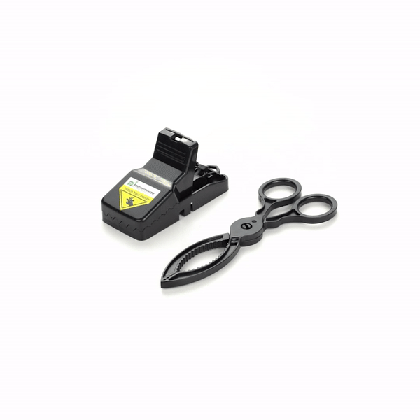 Pest Tek Black Plastic 8 Mouse Trap Set - with 2 Clamps, Interlocking Teeth, Reusable - 4 1/2" x 2" x 2 1/4" - 1 count box