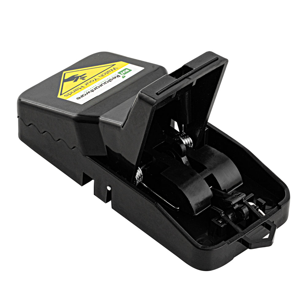 Pest Tek Black Plastic 8 Mouse Trap Set - with 2 Clamps, Interlocking Teeth, Reusable - 4 1/2" x 2" x 2 1/4" - 1 count box