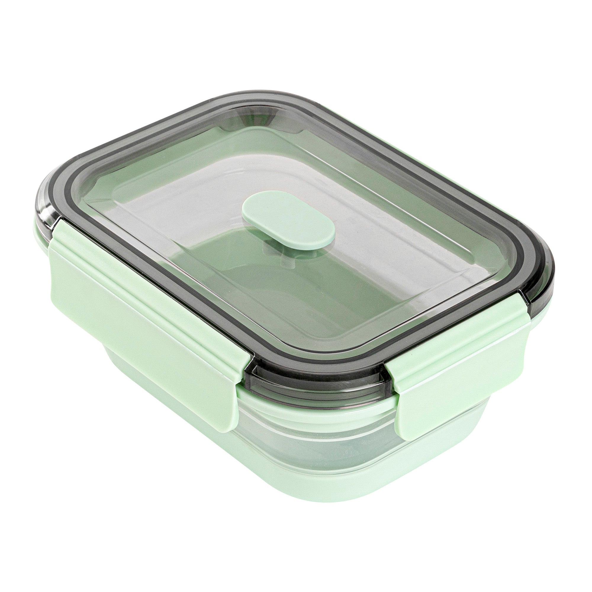 Fresh Hero 27 oz Green Plastic Airtight Food Storage Container - with Vented Lid, Collapsible - 7 1/4" x 5 1/2" x 2 3/4" - 1 count box