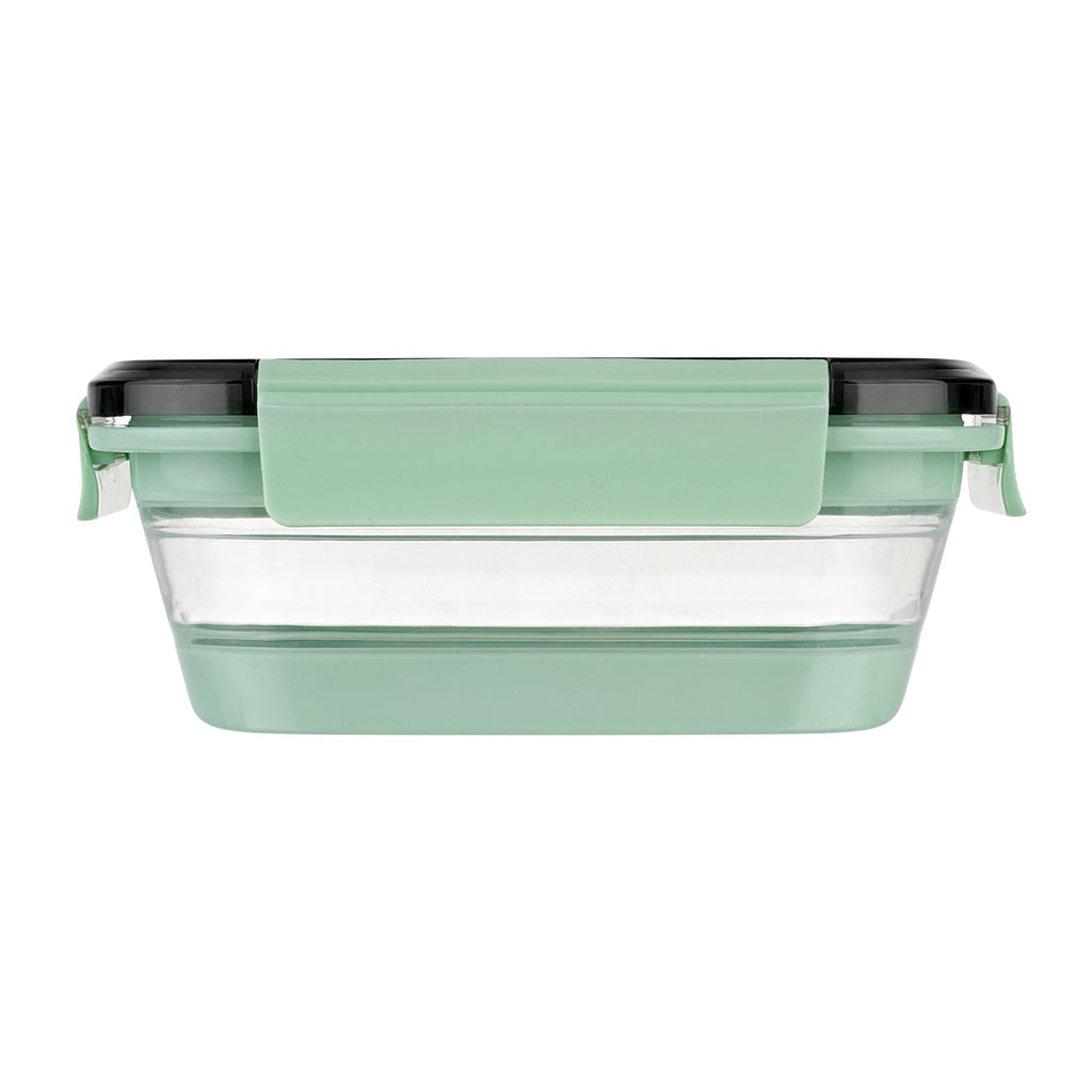 Fresh Hero 27 oz Green Plastic Airtight Food Storage Container - with Vented Lid, Collapsible - 7 1/4" x 5 1/2" x 2 3/4" - 1 count box