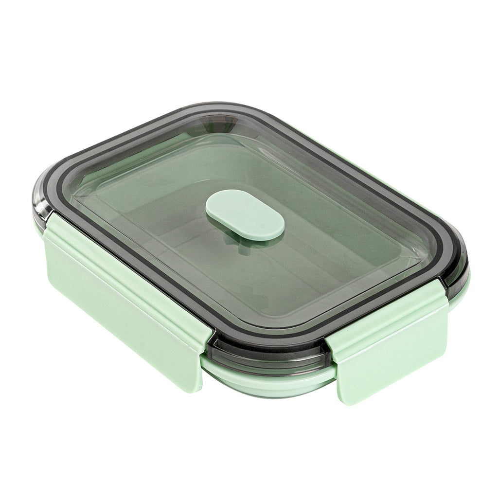 Fresh Hero 27 oz Green Plastic Airtight Food Storage Container - with Vented Lid, Collapsible - 7 1/4" x 5 1/2" x 2 3/4" - 1 count box