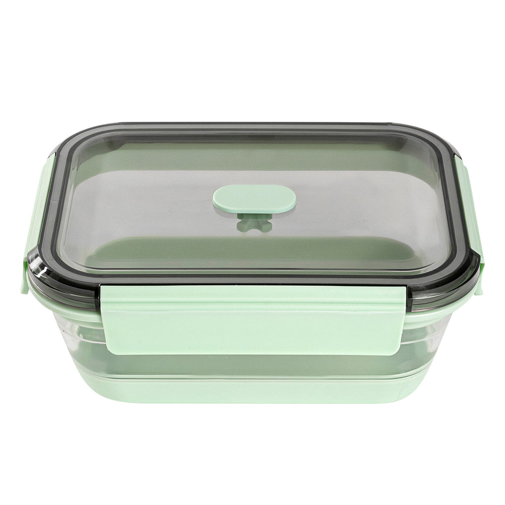 Fresh Hero 40 oz Green Plastic Airtight Food Storage Container - with Vented Lid, Collapsible - 8 1/4" x 6" x 3" - 1 count box
