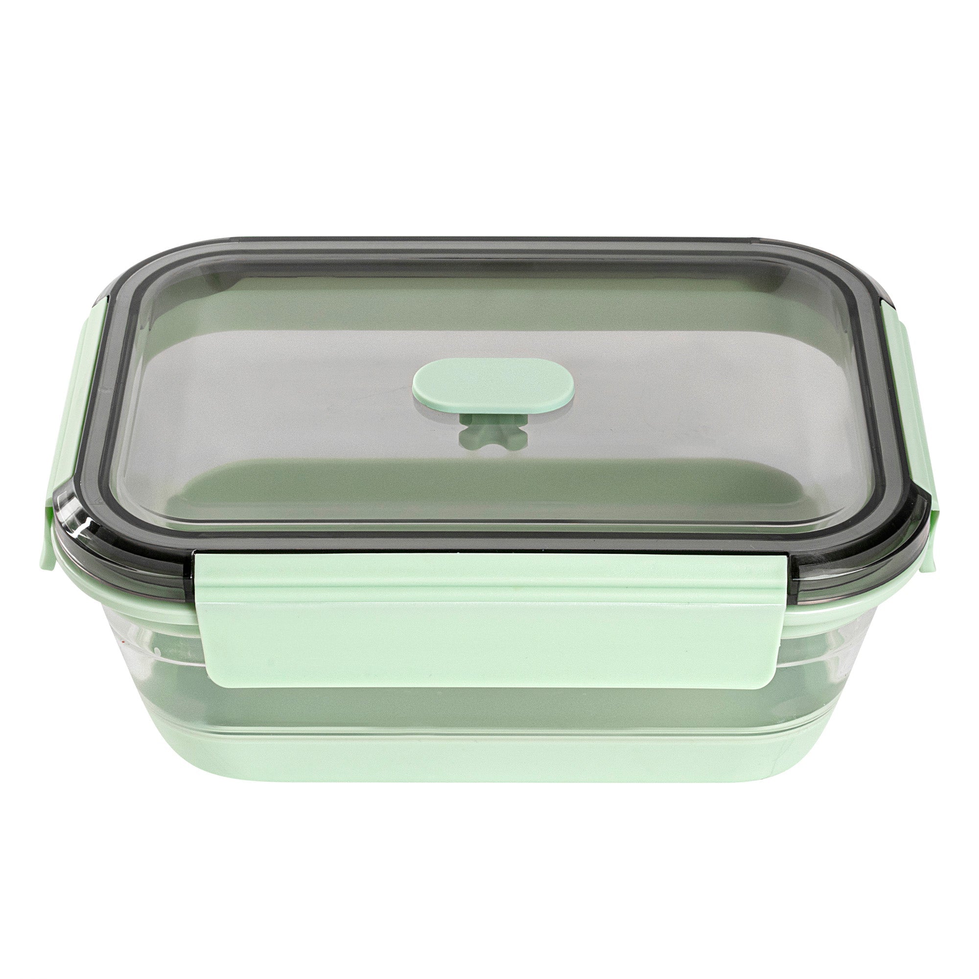 Fresh Hero 40 oz Green Plastic Airtight Food Storage Container - with Vented Lid, Collapsible - 8 1/4" x 6" x 3" - 1 count box