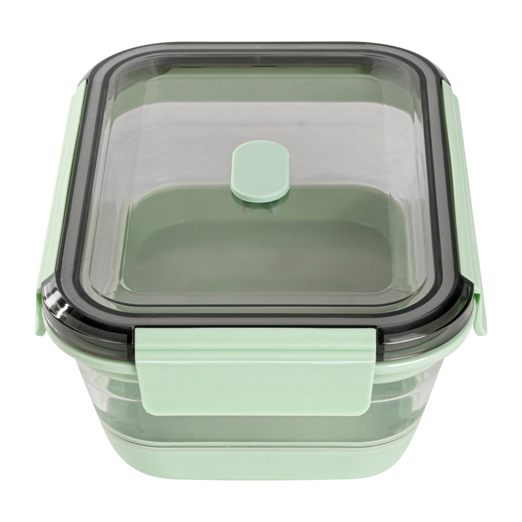 Fresh Hero 40 oz Green Plastic Airtight Food Storage Container - with Vented Lid, Collapsible - 8 1/4" x 6" x 3" - 20 count box