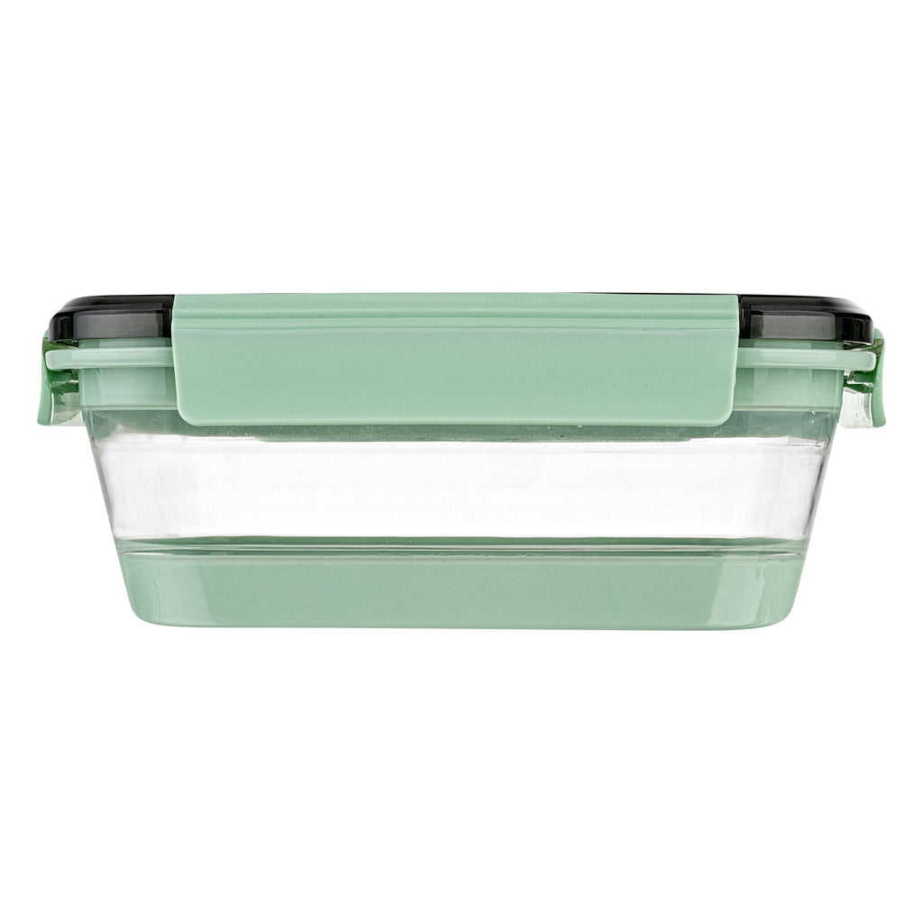 Fresh Hero 40 oz Green Plastic Airtight Food Storage Container - with Vented Lid, Collapsible - 8 1/4" x 6" x 3" - 20 count box