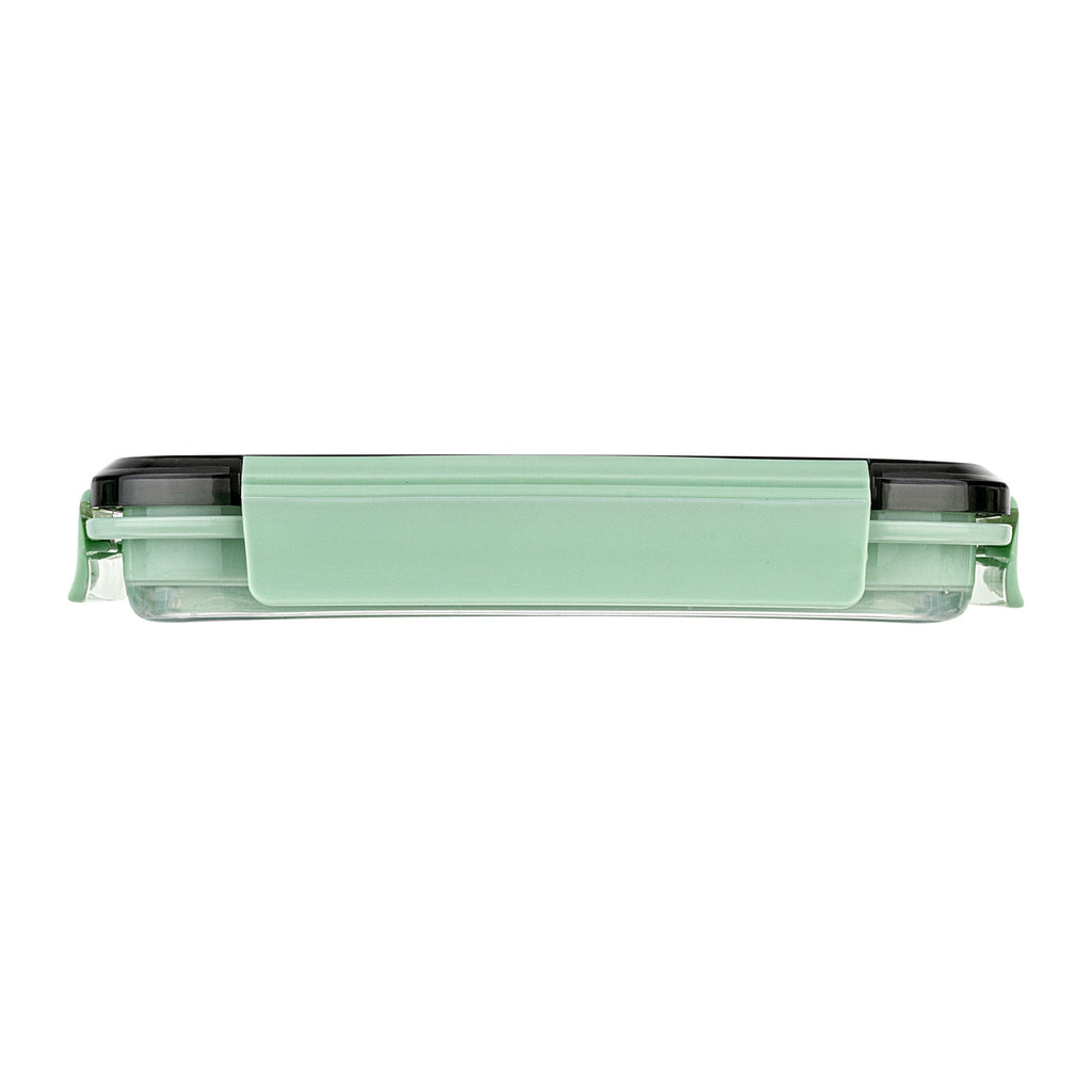 Fresh Hero 40 oz Green Plastic Airtight Food Storage Container - with Vented Lid, Collapsible - 8 1/4" x 6" x 3" - 20 count box