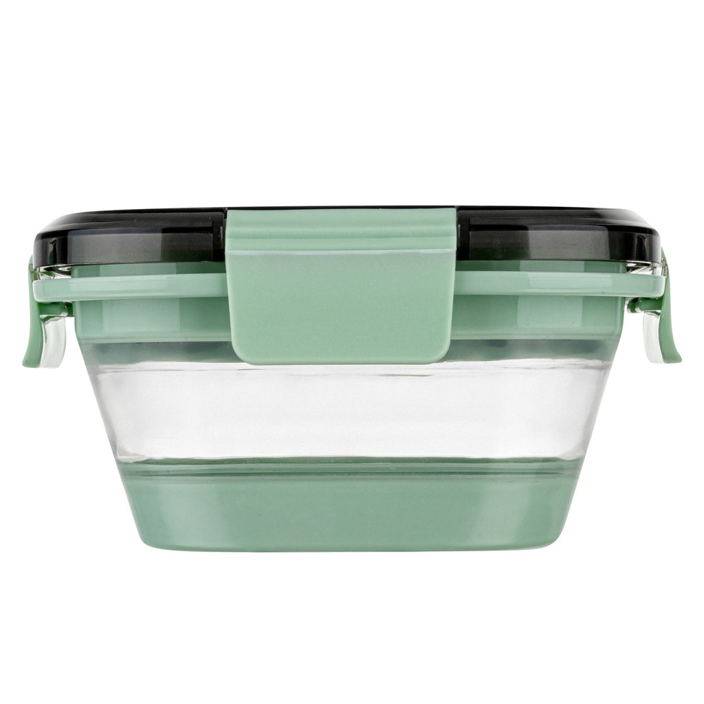 Fresh Hero 17 oz Green Plastic Airtight Food Storage Container - with Vented Lid, Collapsible - 5 1/2" x 5 1/2" x 2 3/4" - 1 count box