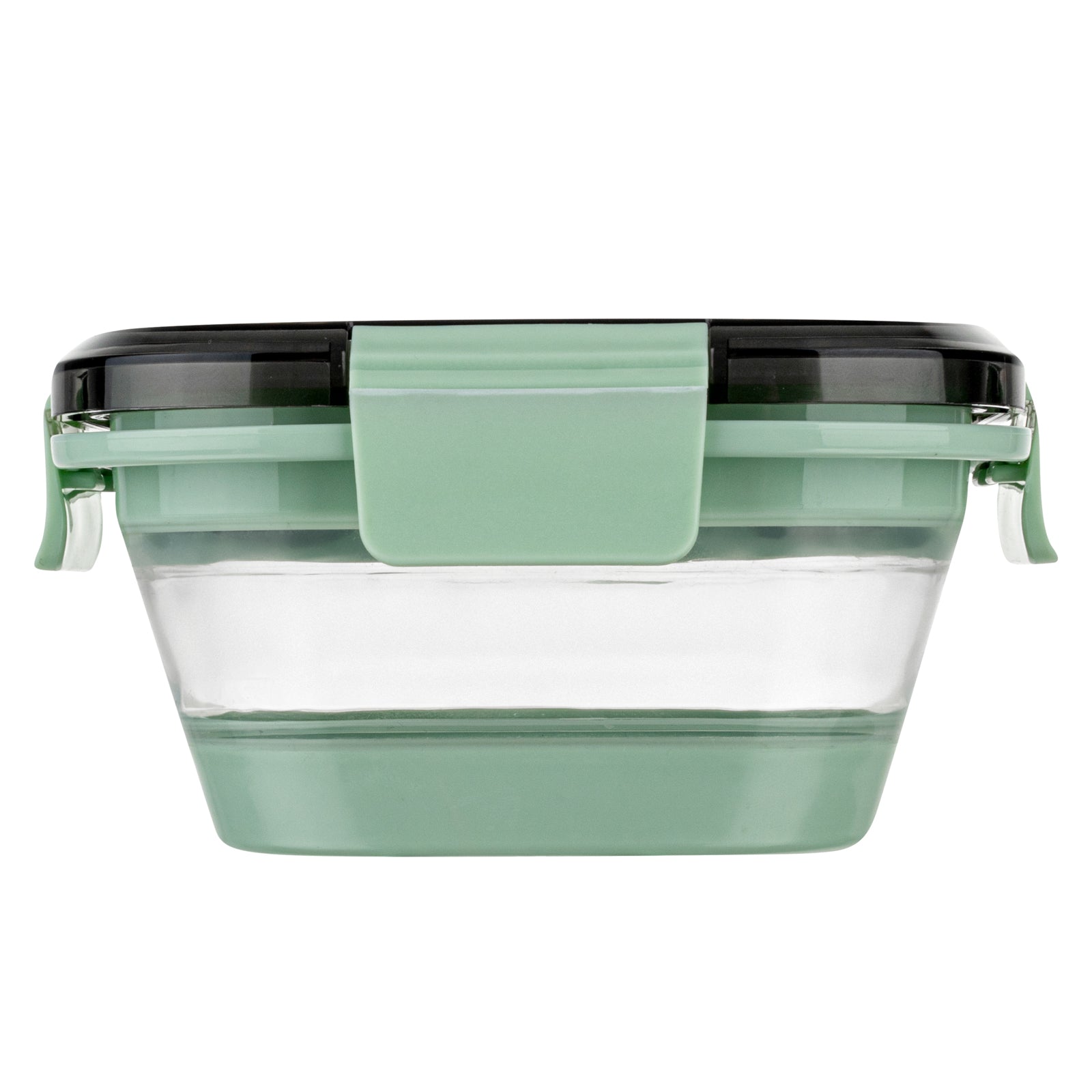 Fresh Hero 17 oz Green Plastic Airtight Food Storage Container - with Vented Lid, Collapsible - 5 1/2" x 5 1/2" x 2 3/4" - 20 count box