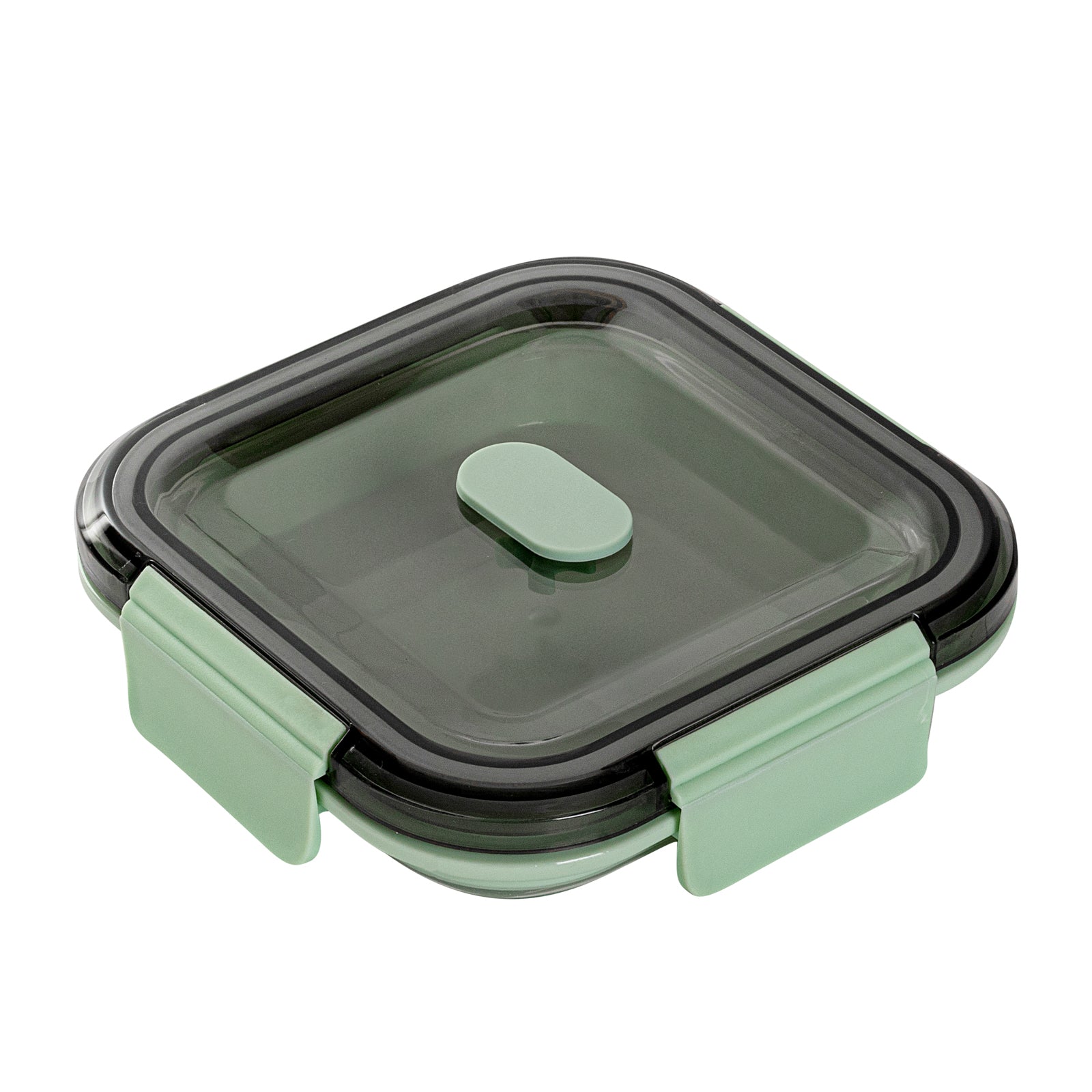 Fresh Hero 24 oz Green Plastic Airtight Food Storage Container - with Vented Lid, Collapsible - 6" x 6" x 2 3/4" - 20 count box