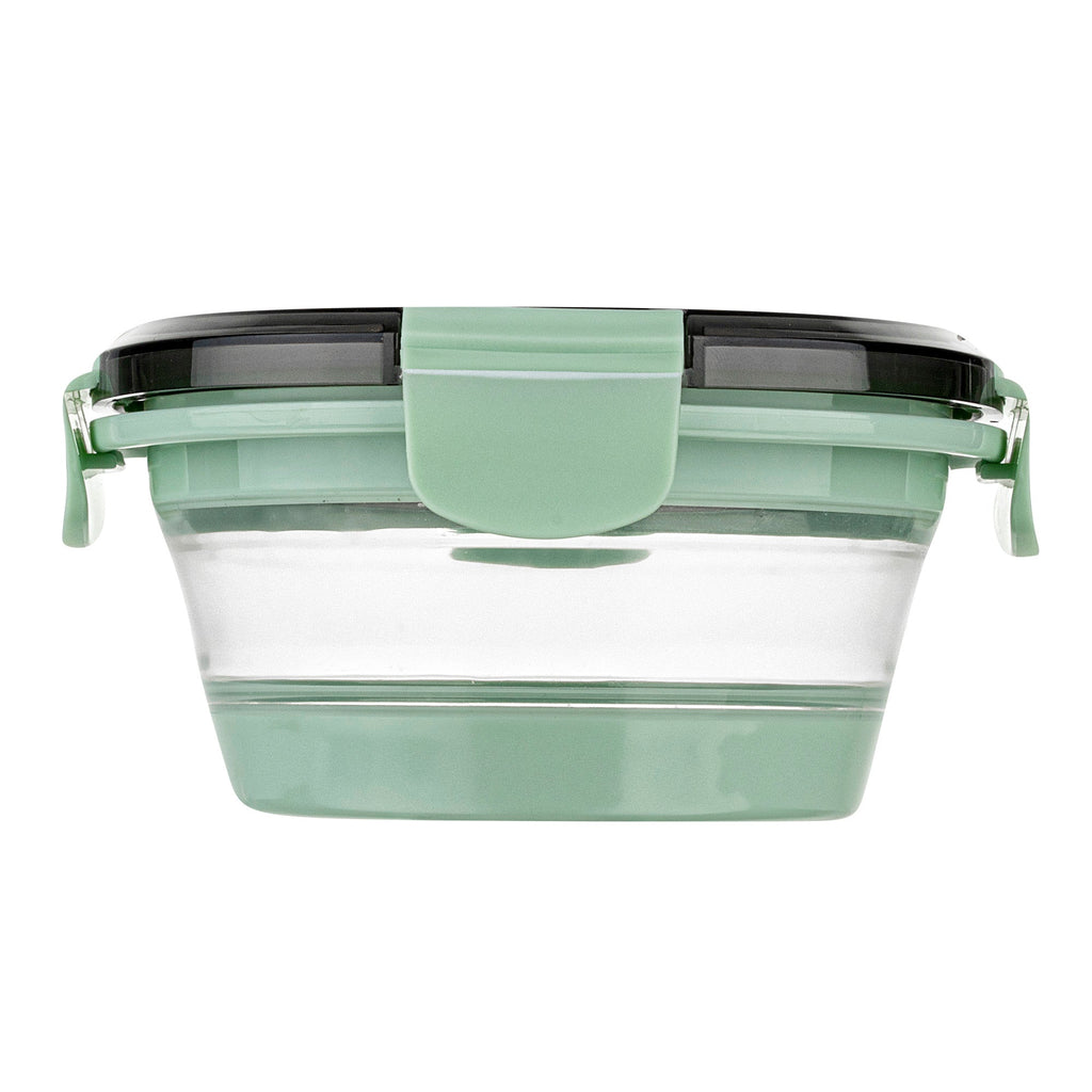 Fresh Hero 14 oz Green Plastic Airtight Food Storage Container - with Vented Lid, Collapsible - 5 1/2" x 5 1/2" x 2 3/4" - 1 count box
