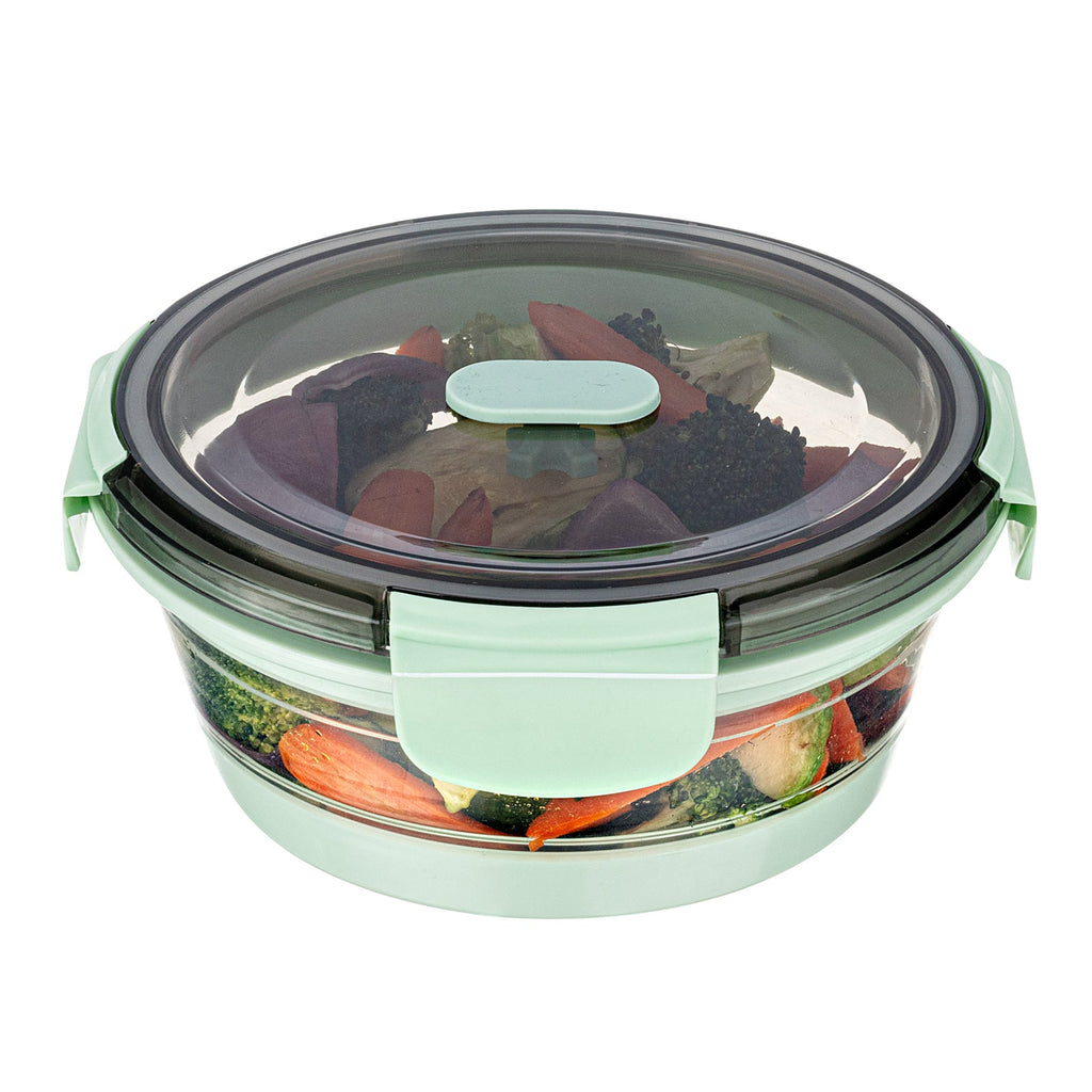 Fresh Hero 27 oz Green Plastic Airtight Food Storage Container - with Vented Lid, Collapsible - 6 3/4" x 6 3/4" x 2 3/4" - 20 count box