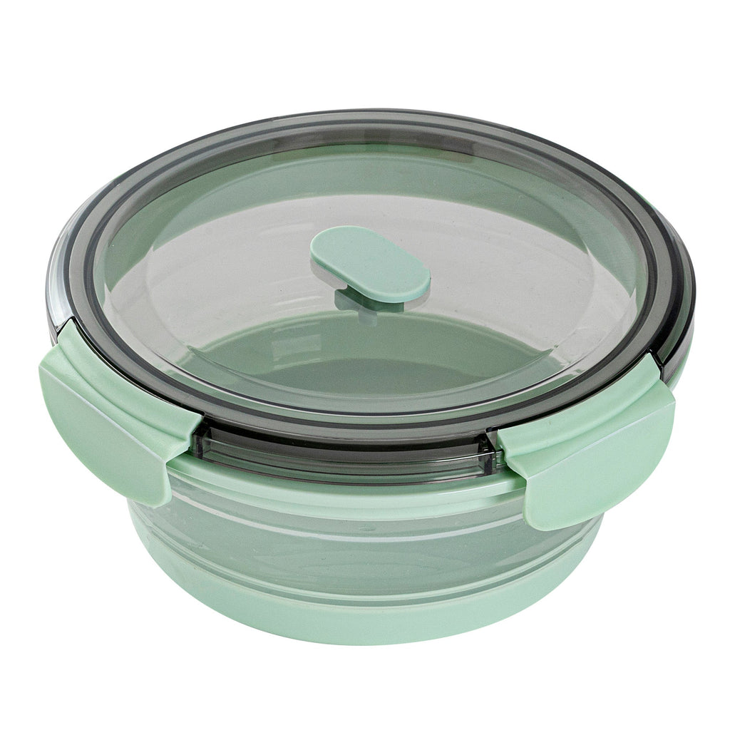 Fresh Hero 34 oz Green Plastic Airtight Food Storage Container - with Vented Lid, Collapsible - 7 1/4" x 7 1/4" x 3" - 1 count box